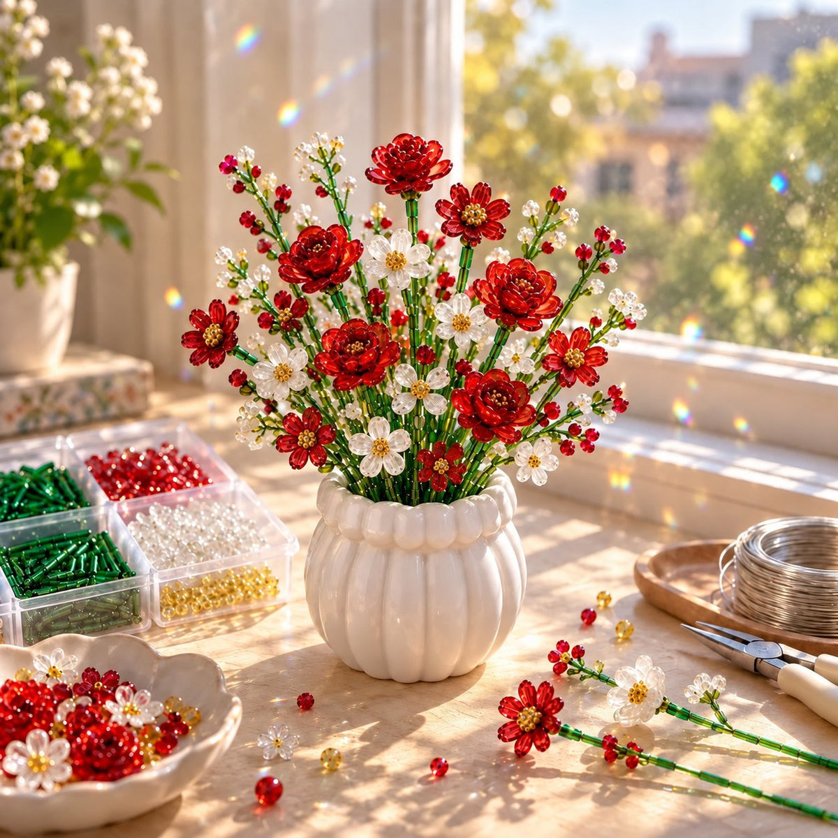 🧘Relaxing & Beginner-Friendly-Beaded Wildflower Bouquet Kit DIY🌷