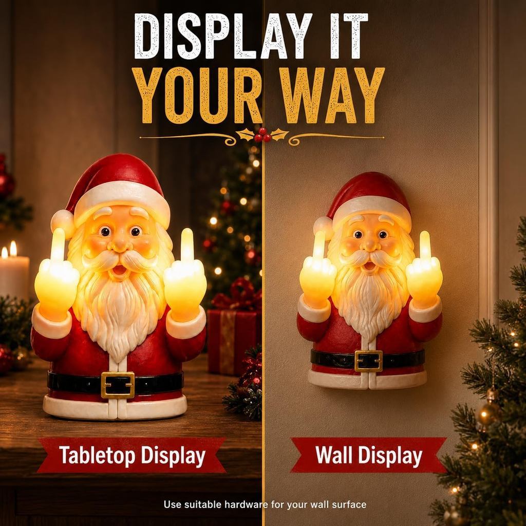 Middle Finger Santa Wall Lights