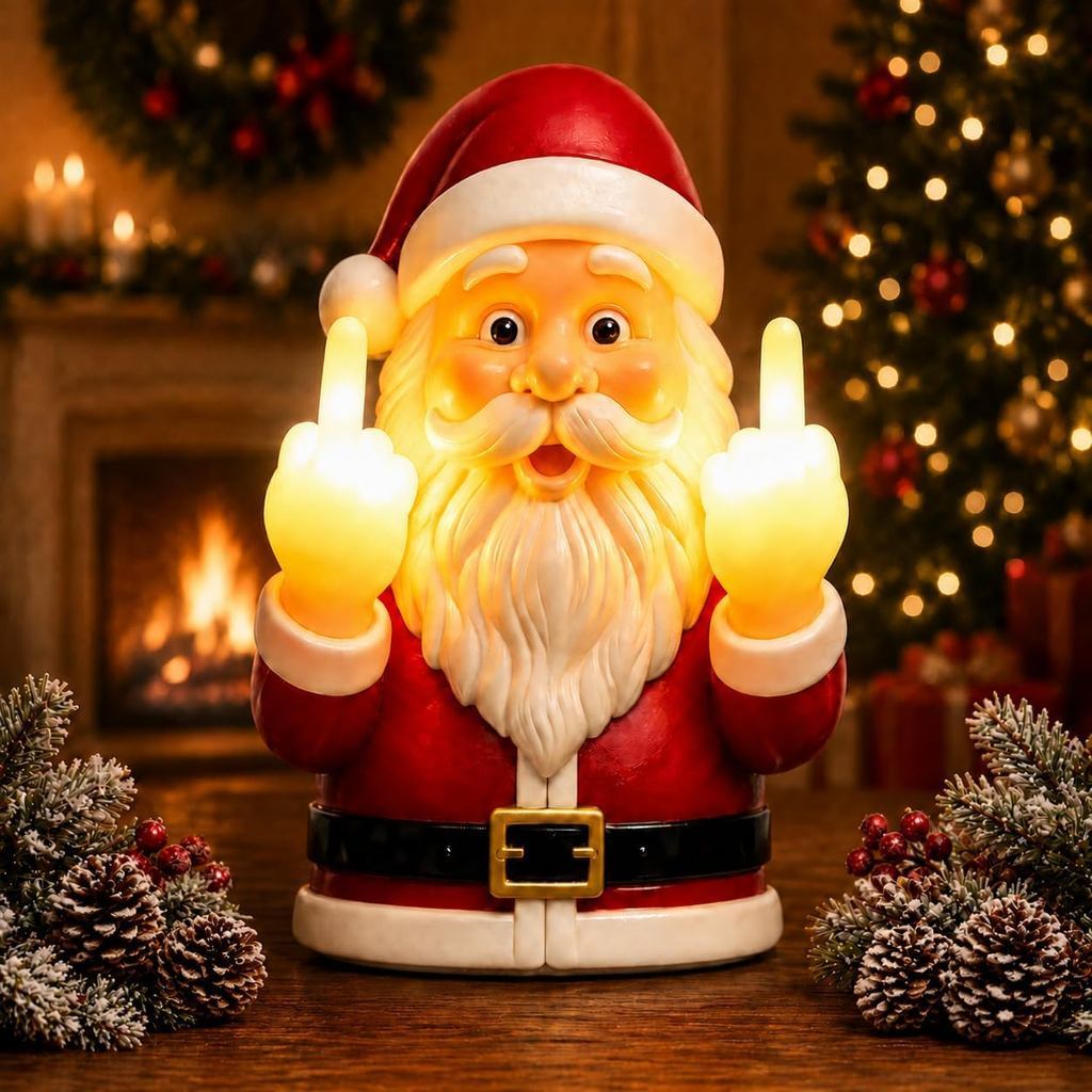 Middle Finger Santa Wall Lights