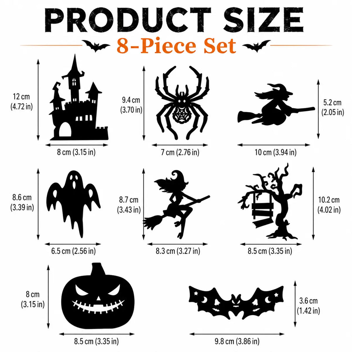 🎃 🌟8 Pcs Halloween LED Silhouette Wall Light Stickers