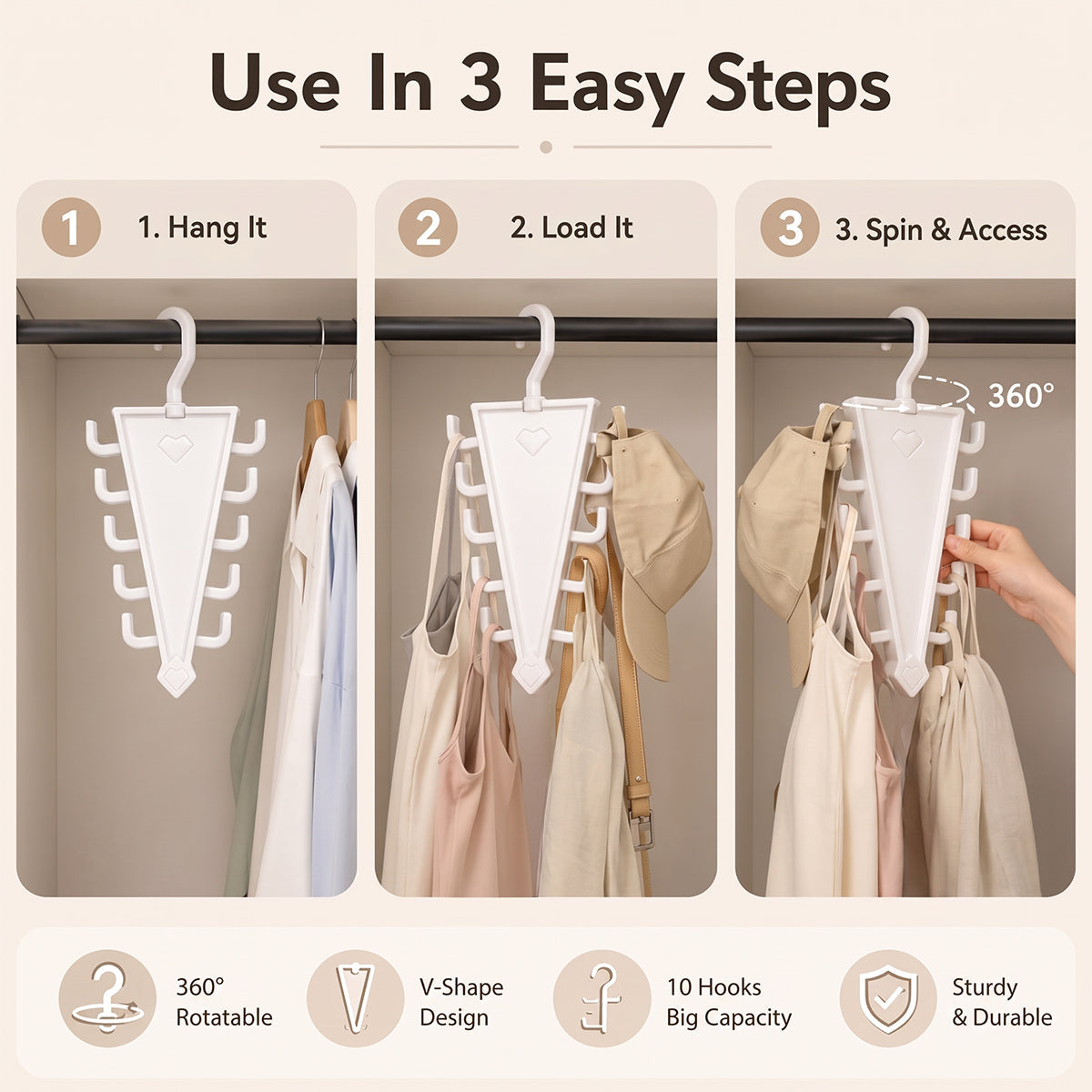 Rotating V-Shaped Accessory Hanger