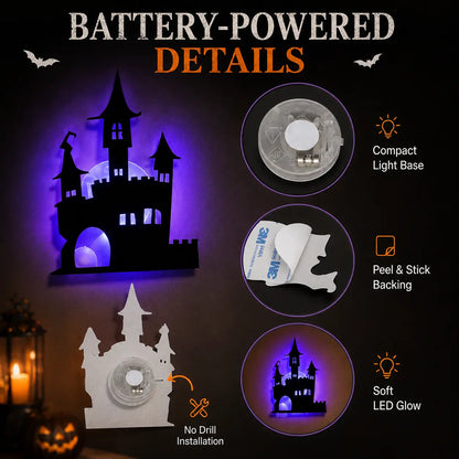 🎃 🌟8 Pcs Halloween LED Silhouette Wall Light Stickers