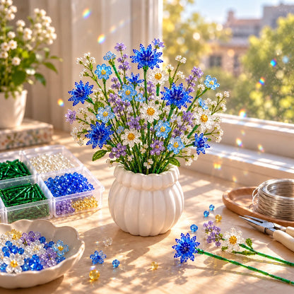 🧘Relaxing & Beginner-Friendly-Beaded Wildflower Bouquet Kit DIY🌷