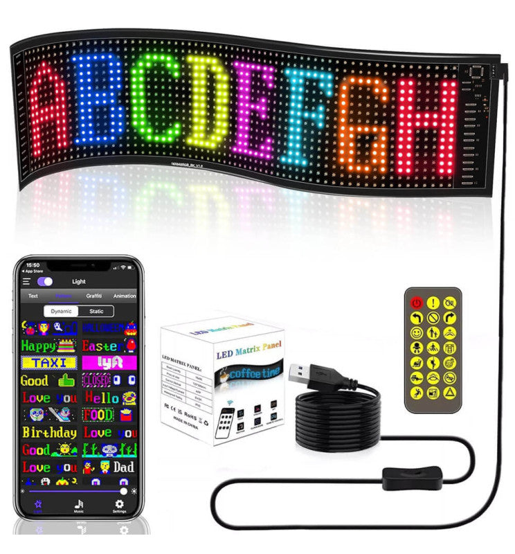 Universal Car LED Smart Digital Light RGB Colorful Flexible DIY Display Screen