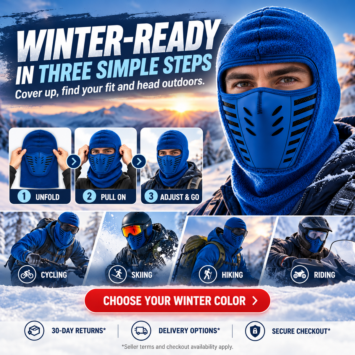 Winter Windproof Fleece Balaclava Face Mask