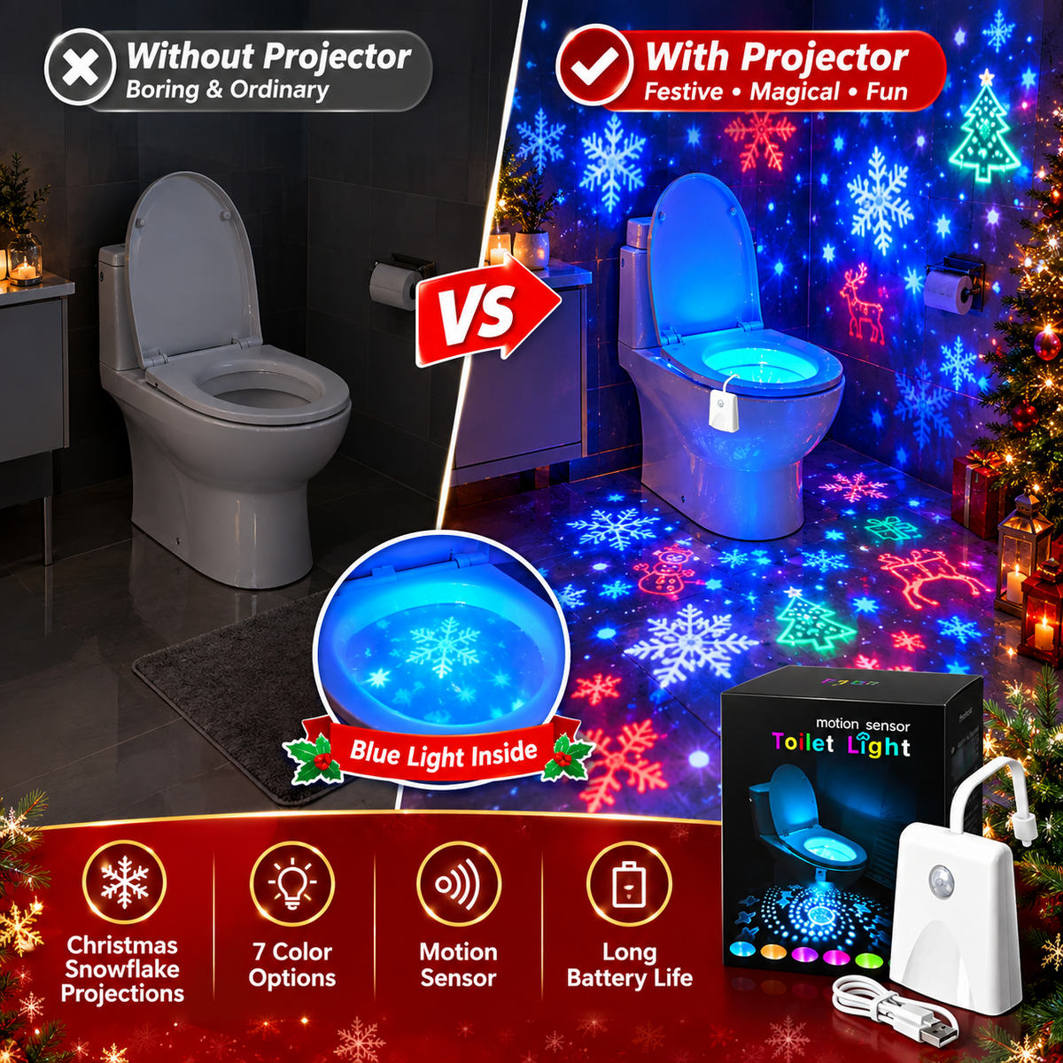 ⭐ Christmas Toilet Night Light❄️Bring Christmas Magic to Your Bathroom