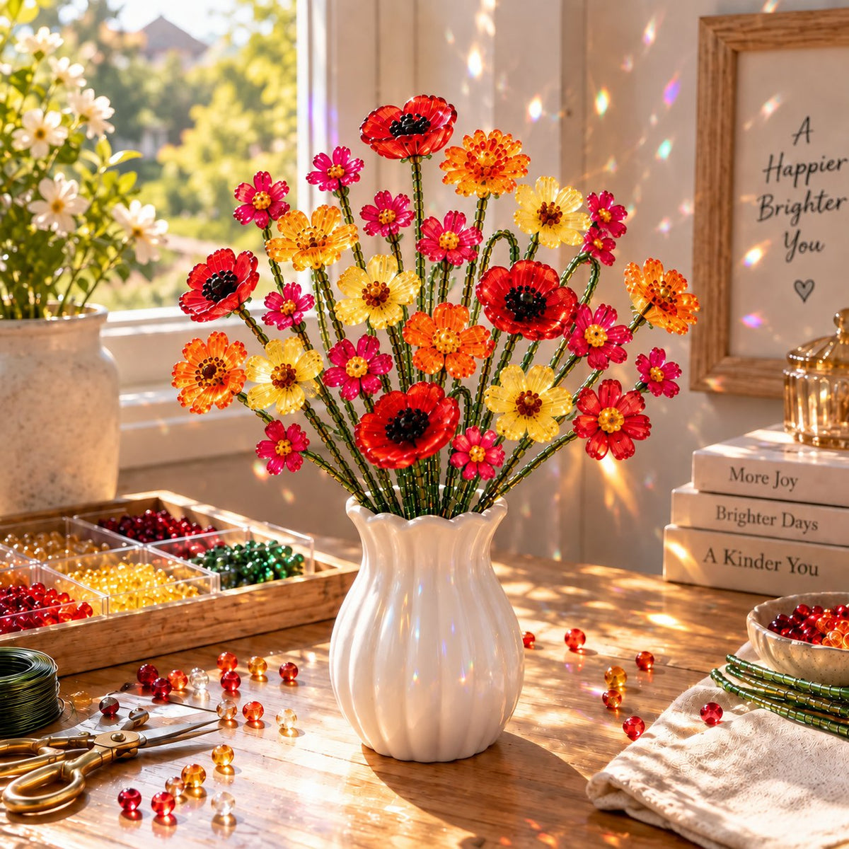 🧘Relaxing & Beginner-Friendly-Beaded Wildflower Bouquet Kit DIY🌷