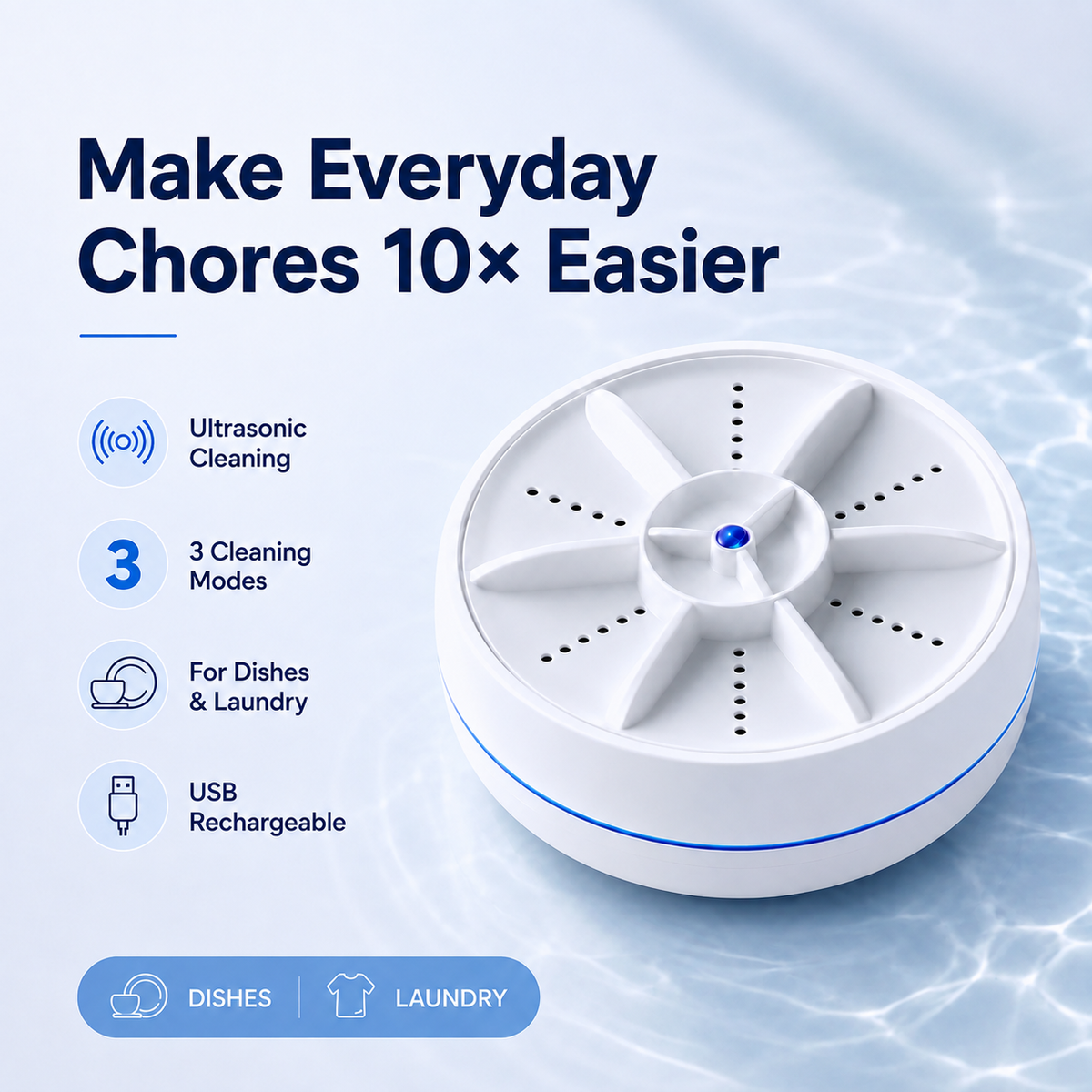 💥50% OFF & FREE SHIPPING！Portable Ultrasonic Washer for Dishes & Laundry