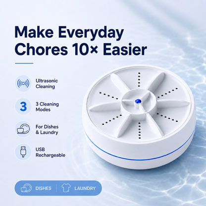 💥50% OFF & FREE SHIPPING！Portable Ultrasonic Washer for Dishes & Laundry