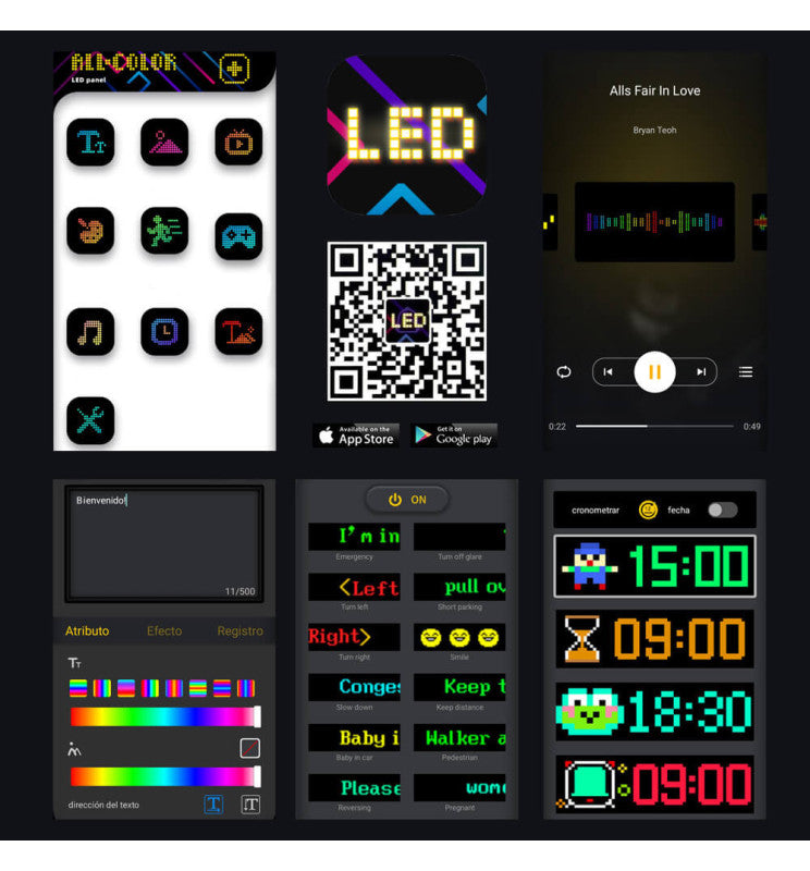 Universal Car LED Smart Digital Light RGB Colorful Flexible DIY Display Screen
