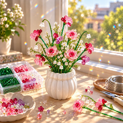 🧘Relaxing & Beginner-Friendly-Beaded Wildflower Bouquet Kit DIY🌷