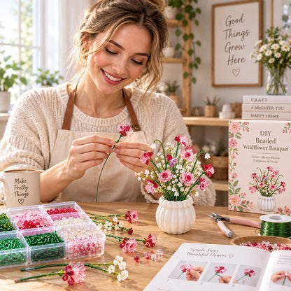 🧘Relaxing & Beginner-Friendly-Beaded Wildflower Bouquet Kit DIY🌷