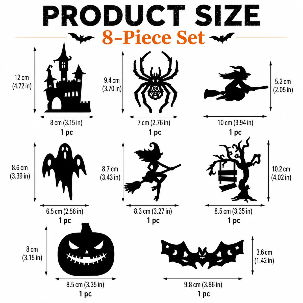 🎃 🌟8 Pcs Halloween LED Silhouette Wall Light Stickers