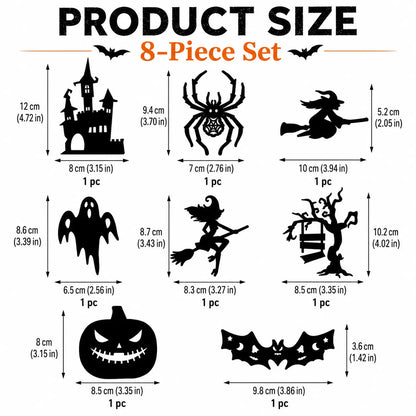 🎃 🌟8 Pcs Halloween LED Silhouette Wall Light Stickers