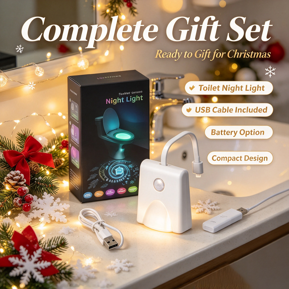 ⭐ Christmas Toilet Night Light❄️Bring Christmas Magic to Your Bathroom