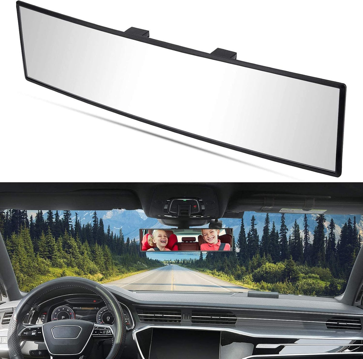 Universal 11.22 Inch Panoramic Convex Rearview Mirror