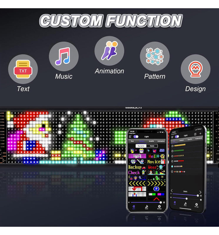 Universal Car LED Smart Digital Light RGB Colorful Flexible DIY Display Screen