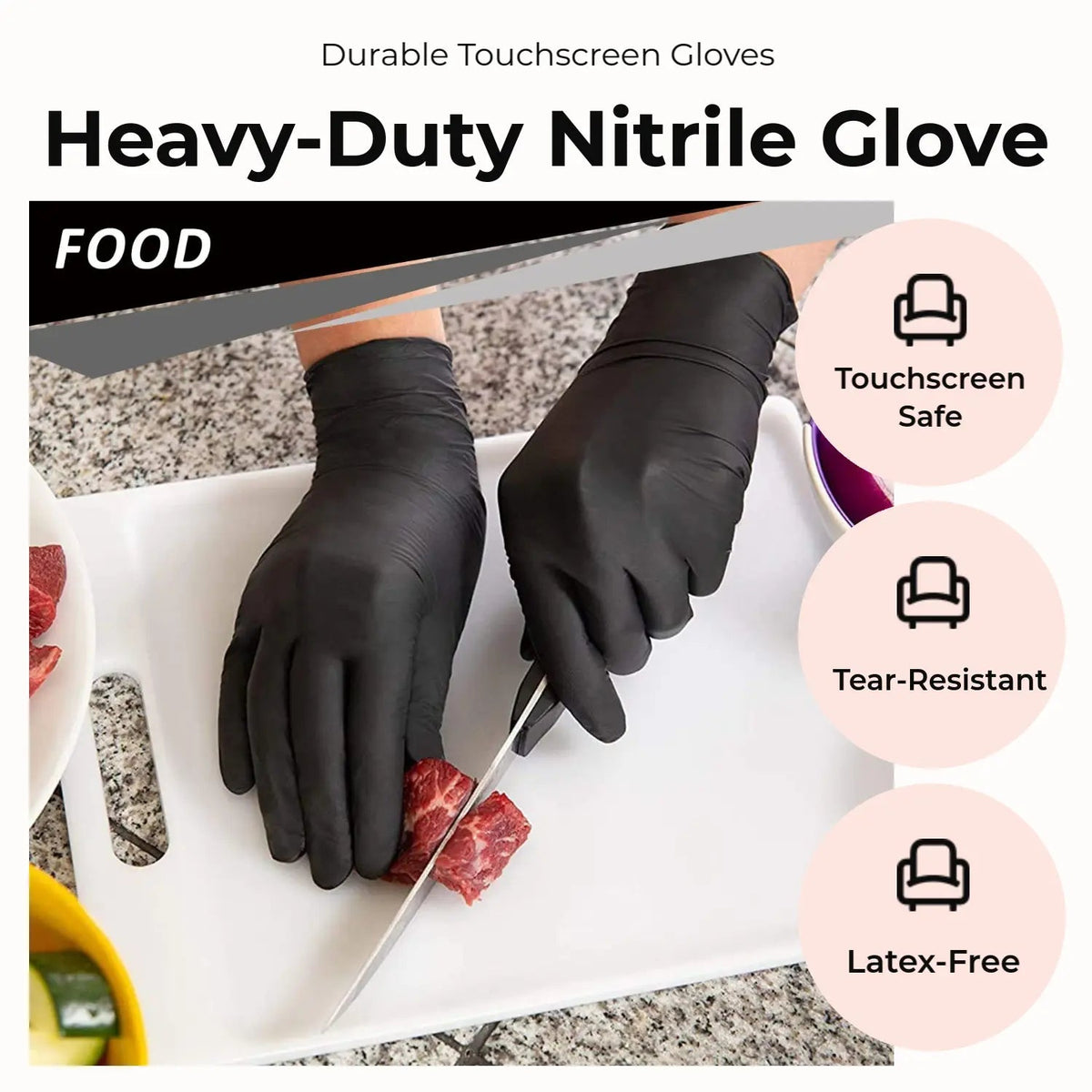 Heavy Duty Black Nitrile Gloves