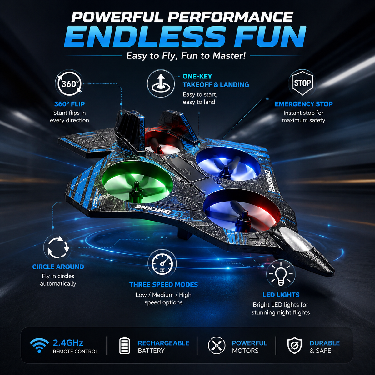 RC Fighter Jet Drone for Kids