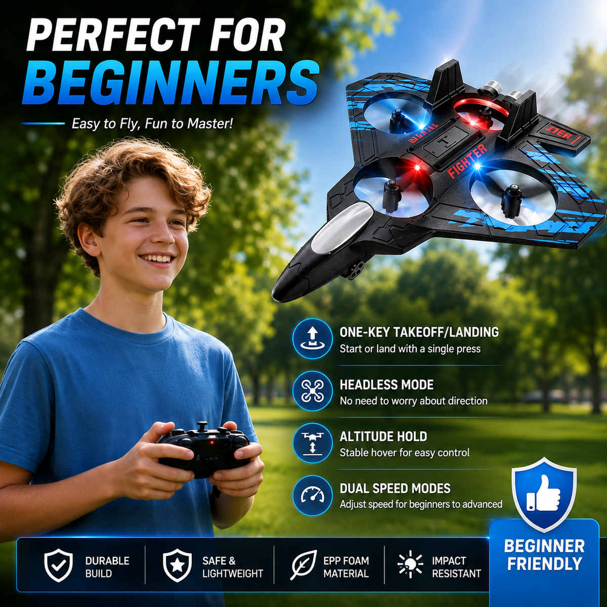 RC Fighter Jet Drone for Kids