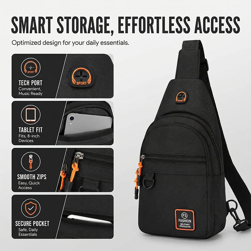 ⭐ Waterproof Multi-pocket Crossbody Sling Bag