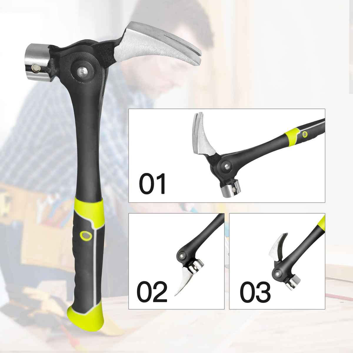 16 oz Claw Hammer with Magnetic Nail Starter and Rip Claw