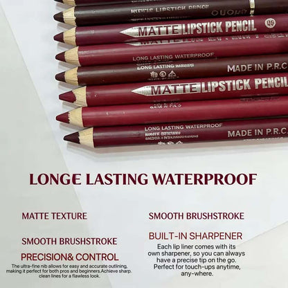 👄12Pcs Matte Lip Liner With Sharpener Set Waterproof Smudgeproof Precise Contour Lipstick Pens