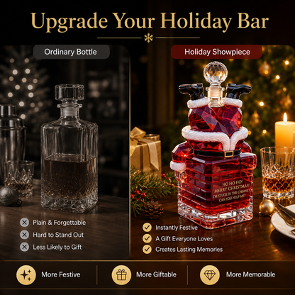 ⭐Santa Stuck in Chimney Decanter Whiskey Bottle