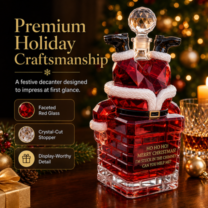 ⭐Santa Stuck in Chimney Decanter Whiskey Bottle
