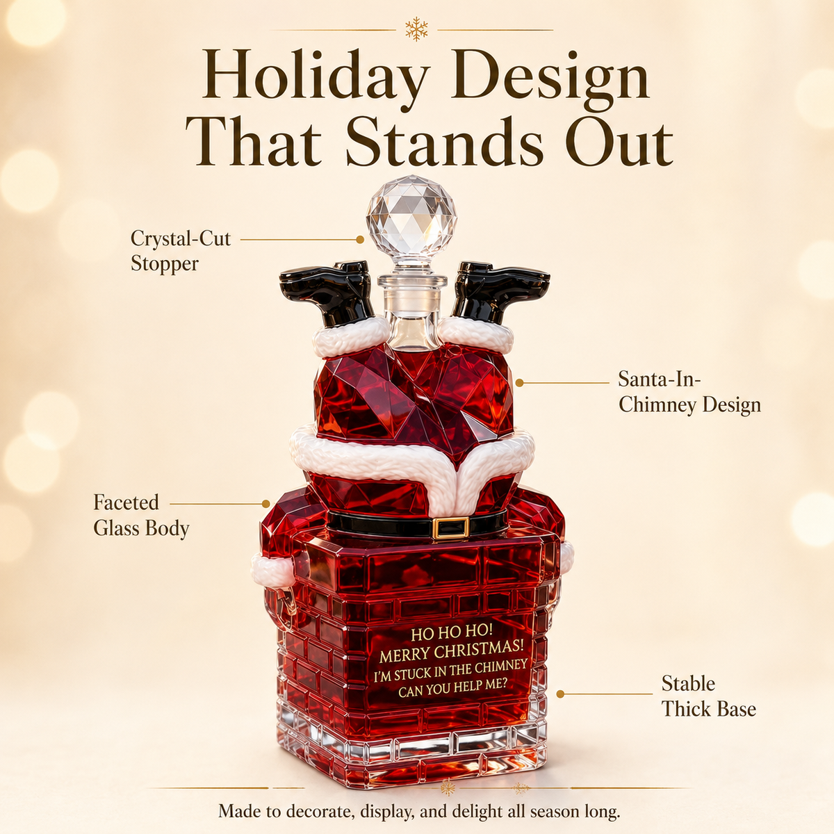 ⭐Santa Stuck in Chimney Decanter Whiskey Bottle