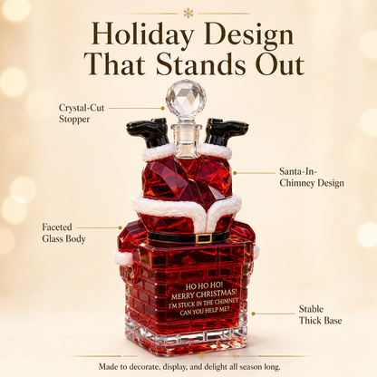 ⭐Santa Stuck in Chimney Decanter Whiskey Bottle