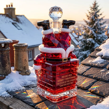 ⭐Santa Stuck in Chimney Decanter Whiskey Bottle