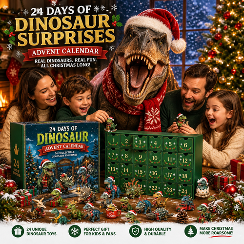 🦖 24 Days of Dinosaur Christmas Advent Calendar – 24 Collectible Dino Figurines & Holiday Surprises