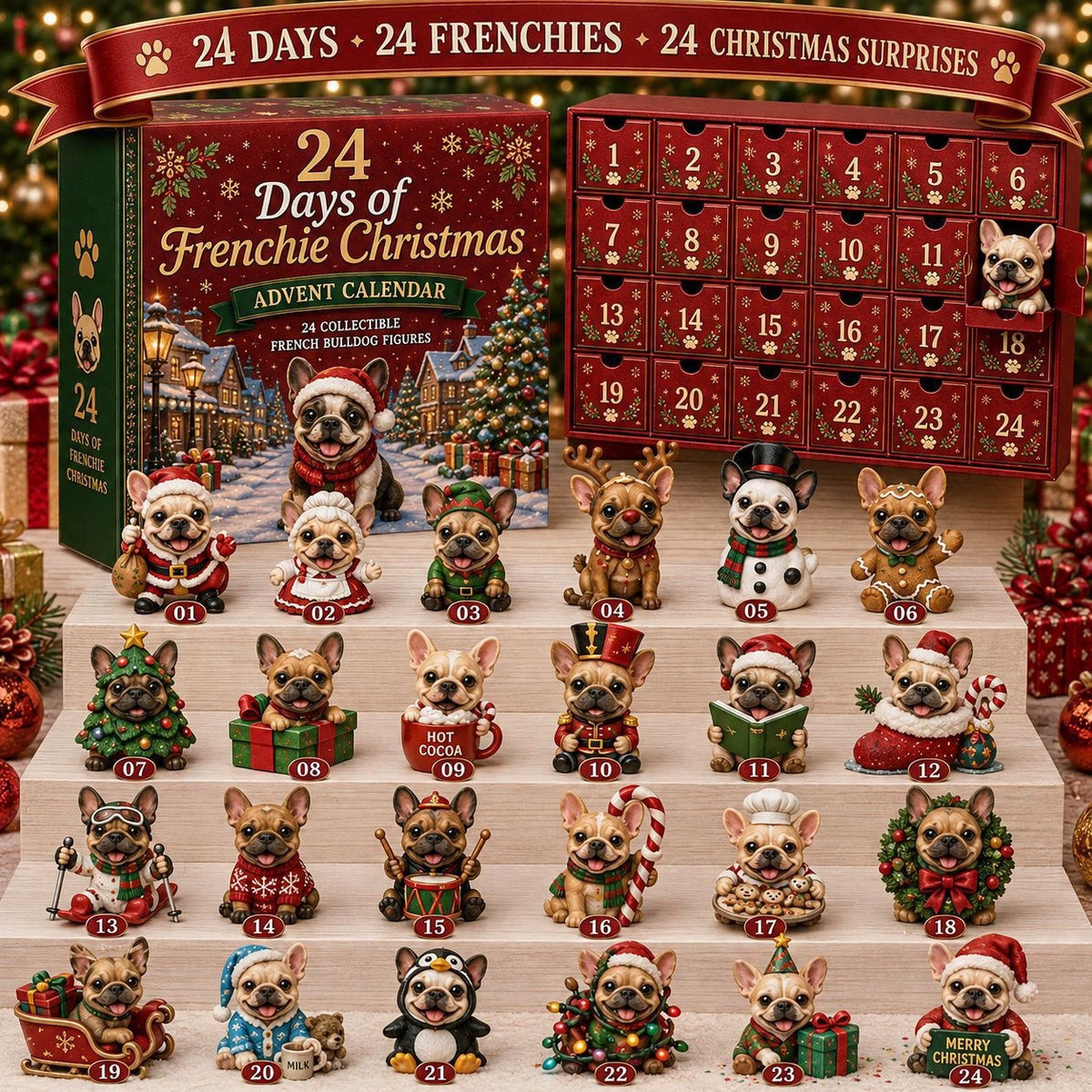 Last Day 49% OFF – 🐶 24-Day French Bulldog Christmas Advent Calendar