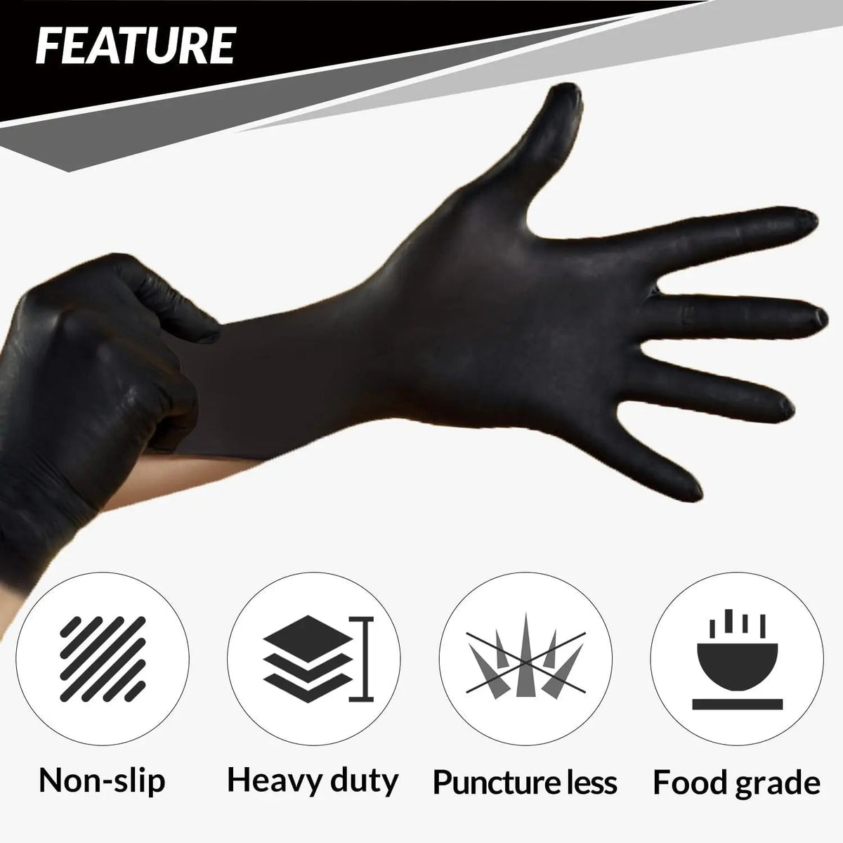 Heavy Duty Black Nitrile Gloves