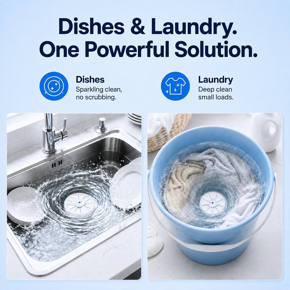 💥50% OFF & FREE SHIPPING！Portable Ultrasonic Washer for Dishes & Laundry