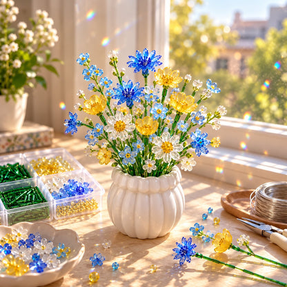 🧘Relaxing & Beginner-Friendly-Beaded Wildflower Bouquet Kit DIY🌷