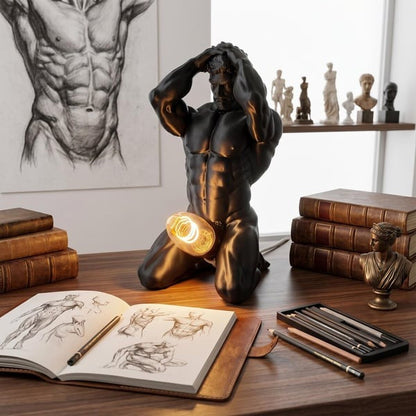 🔥Bold Male Figure Table Lamp, Artistic Statue Light
