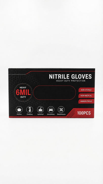 Heavy Duty Black Nitrile Gloves
