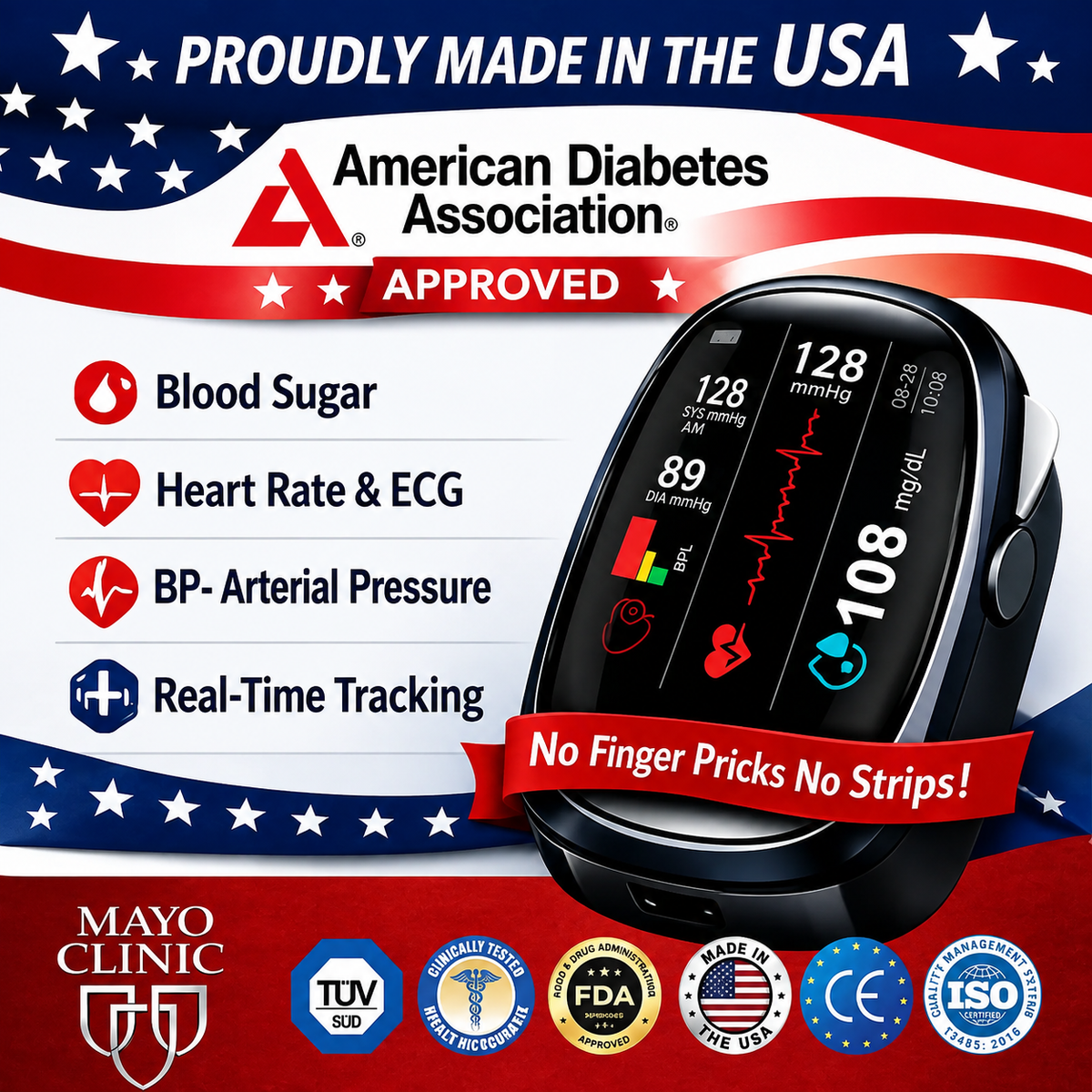 Non-Invasive Smart Blood Sugar Tracking Device 99.9% Accuracy