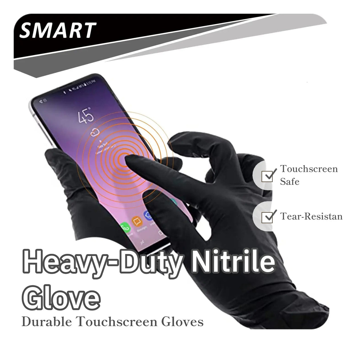 Heavy Duty Black Nitrile Gloves