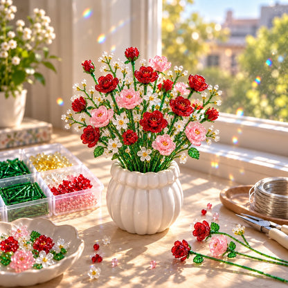 🧘Relaxing & Beginner-Friendly-Beaded Wildflower Bouquet Kit DIY🌷